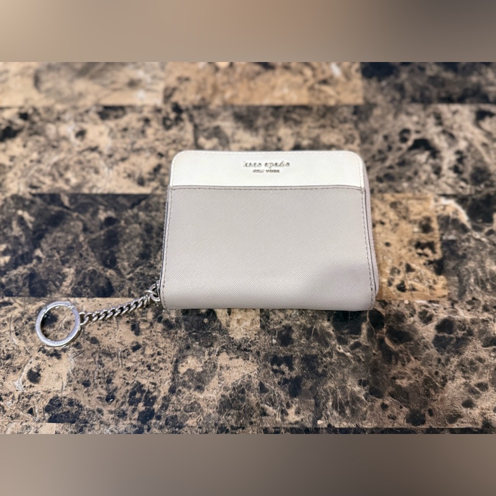 Kate Spade Staci Small Colorblock Zip Around Wallet – Parchment/Grey - Picture 2 of 16